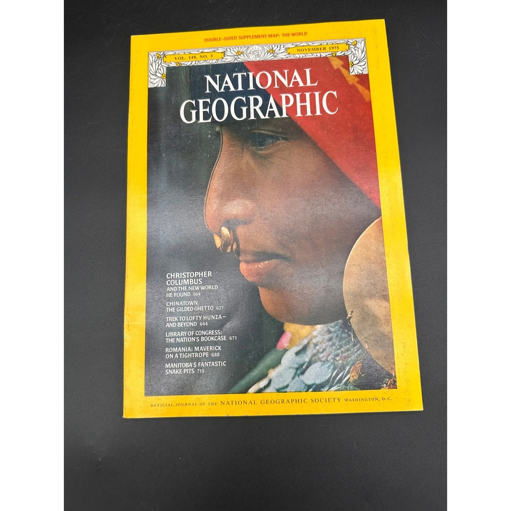 National Geographic November 1975 Magazine Christopher Columbus Chinatown Vtg